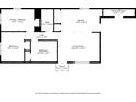 Home floor plan featuring a kitchen, living room, bedrooms, and bathroom with dimensions at 2706 Booker St, Gastonia, NC 28054