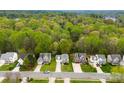 An aerial view of a tree-lined neighborhood with well-maintained homes and lush green yards at 4380 Timberwood Dr, Gastonia, NC 28052