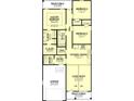 Detailed floor plan showcasing three bedrooms, two bathrooms, a living room, and an attached garage at 121 Hamrick Ave, Shelby, NC 28152
