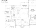 The Dylan floor plan first floor with open living spaces, island kitchen, flex room, and covered porch at 1204 Sage Pine Cir, Clover, SC 29710