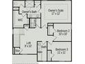Upstairs floor plan featuring the owner's suite, bedrooms, loft, bathrooms, and walk-in closet at 1234 Wendall Ln, Mount Pleasant, NC 28025