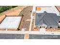 Aerial view of community clubhouse, tennis court, and landscaped grounds at 2252 Tabor Rd # 575, Sherrills Ford, NC 28673