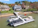 Lakefront dock with multiple boat slips, perfect for boating enthusiasts and enjoying waterfront living at 4098 Kiser Cove Ln, Terrell, NC 28682