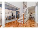 Spacious foyer with hardwood floors, staircase and dining area at 4511 Morning Dove Ct, Denver, NC 28037