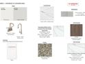 Selection board highlighting interior design finishes including paint colors, countertops, and flooring options at 1280 Coppergate Dr, Salisbury, NC 28147