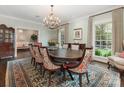 Elegant dining room with large windows, chandelier, and decorative rug is perfect for entertaining at 2219 Richardson Dr, Charlotte, NC 28211