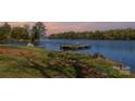 Picturesque dock view along the lake with sunset hues, providing a perfect spot for fishing, boating, or relaxation at 19650 Harbor Watch Ct, Lancaster, SC 29720