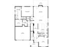 Layout of the first floor showing the kitchen, living room, dining area, and primary bedroom at 12526 Dunloe Wood Dr, Huntersville, NC 28078
