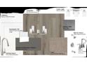Material design palette showing carpet, tile, fixtures, and surfaces chosen for the kitchen and bathrooms at 3252 Maya Ln # 46, Midland, NC 28107