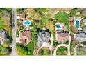 Aerial view of home with manicured lawns, swimming pools, and lush landscaping at 1404 Churchill Downs Dr, Waxhaw, NC 28173