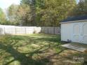 Spacious backyard with a storage shed and a wood privacy fence at 158 Margaret Turner Rd, Charlotte, NC 28216