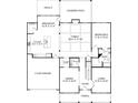 Detailed floor plan showcasing layout of kitchen, living, and bedroom areas on first floor at 408 Balboa St, Matthews, NC 28104