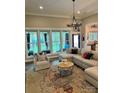Bright and airy living room with large windows offering great backyard views and an oversized comfortable couch at 2656 Lee Lawing Rd, Lincolnton, NC 28092