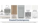 Display of interior selections: backsplash, countertops, flooring, cabinet, paint, and pendant lighting at 1619 Honey Trl, Monroe, NC 28112