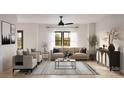 Bright living room with large window, neutral furniture, modern decor and stylish rug at Lot 13 Pleasant Rd, Fort Mill, SC 29708