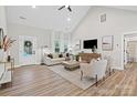 Bright living room with vaulted ceiling, modern furnishings, and plenty of natural light at 522 Waco Rd, Kings Mountain, NC 28086