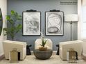 Neutral-toned living room with modern furniture, decor and artwork at 4222 Skyboat Cir, Fort Mill, SC 29715