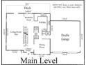 Main level floor plan with kitchen, living room, dining room, and a two-car garage at 210 35Th Ne Ave, Hickory, NC 28601
