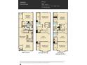 Detailed floor plan showcasing the layout of a two-story townhome with multiple bedrooms, bathrooms, and living areas at 4539 Potters Wheel Dr, Fort Mill, SC 29715