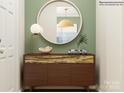 Stylish entryway with modern console table and round mirror decor at 4567 Potters Wheel Dr, Fort Mill, SC 29715