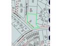 An aerial view of a property with a green outline, located near Huntersridge Rd and Huntersville-Concord Rd at 14600 Glendale Dr, Huntersville, NC 28078