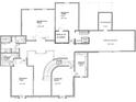 Detailed floor plan of the lower level, with recreation and media rooms at 110 Hunts Landing Dr, Mooresville, NC 28117