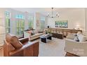 Bright living room with large windows, plantation shutters, modern furniture, and view of the outdoors at 2621 Huntman Way, Charlotte, NC 28226
