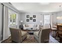 Bright living room features a decorative rug, matching arm chairs, neutral walls and lots of light at 221 Sycamore Creek Rd, Fort Mill, SC 29708
