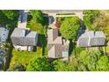 An aerial view of the property shows a well-maintained lawn and mature trees at 6307 Old Corral St, Charlotte, NC 28277