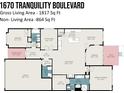 Detailed floor plan showcasing the layout of the home, including the kitchen, bedrooms, and living areas at 1670 Tranquility Blvd, Lancaster, SC 29720
