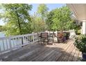 Enjoy outdoor dining and relaxing on this wooden rear deck at 17333 Saranita Ln, Charlotte, NC 28278
