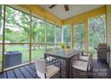 Inviting screened porch features a dining table, seating, and a grill for outdoor gatherings and relaxation at 1222 Glenarden Dr, Rock Hill, SC 29730
