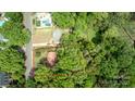 Expansive aerial view showcases the property's generous lot size and surrounding lush greenery, providing privacy and space at 10708 Danesway Ln, Cornelius, NC 28031