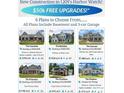 Real estate brochure showcasing six home plans with various starting prices and square footage at 122 Huntcliff Dr, Statesville, NC 28677