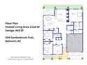 Detailed floor plan of a 2,112 SF home at 504 Gardenbrook Trail, Belmont, NC, featuring a two-car garage and open living spaces at 504 Gardenbrook Trl, Belmont, NC 28012
