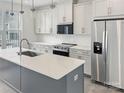 Bright kitchen featuring stainless steel appliances, a large island, and white cabinets at 6005 Countess Dr # 49, Charlotte, NC 28217