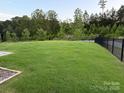 Expansive backyard with lush green grass and a sleek black fence, perfect for outdoor enjoyment at 8901 Powder Works Dr, Huntersville, NC 28078