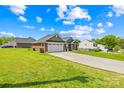 Well-manicured lawn leading to a charming brick home featuring an attached two-car garage at 201 Churchill Dr, Kings Mountain, NC 28086