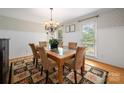 Cozy dining room features natural light from the windows and a decorative rug under the dining table at 2382 Erika Ln, Gastonia, NC 28056