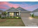 Charming home features a landscaped yard, neutral exterior, and a two-car garage at 4171 Canopy Creek Dr, Denver, NC 28037