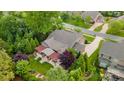 Aerial view of home showcasing patio with pergola, lush landscaping, and expansive backyard at 11424 Brangus Ln, Mint Hill, NC 28227