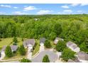 Aerial view of a residential neighborhood with lush green trees, showcasing the peaceful surroundings and community at 1457 Mandy Place Ct, Charlotte, NC 28216