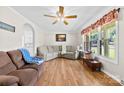 Inviting living room featuring hardwood floors, neutral paint, and natural light at 300 Scotland Dr, Kings Mountain, NC 28086