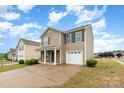 Charming two-story home with stone accents, a single-car garage, and a well-manicured front yard at 3033 Green Apple Dr, Dallas, NC 28034