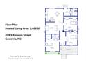 Floor plan of 209 S Ransom Street, Gastonia, NC, with dimensions for the kitchen, great room, bedrooms, and covered porch at 209 S Ransom St, Gastonia, NC 28052