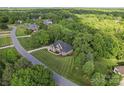 Stunning aerial view of a home with a well-manicured lawn surrounded by lush greenery and mature trees at 3398 Millstone Creek Rd, Lancaster, SC 29720