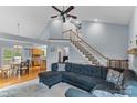 Spacious living room with hardwood floors, connected to kitchen and dining area, great for entertaining at 4927 Gateway Dr, Claremont, NC 28610