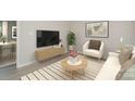 Bright living room with stylish furniture, decor, and a large screen television at 102 Erwin St, Chester, SC 29706