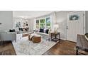 Inviting living room featuring hardwood floors, large windows, and modern furniture with an open floor plan at 513 Inwood Dr, Charlotte, NC 28209