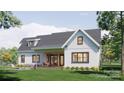 Back exterior with a covered porch, fire pit, and Adirondack chairs for outdoor relaxation at 1905-A Bechtler Rd, Edgemoor, SC 29712